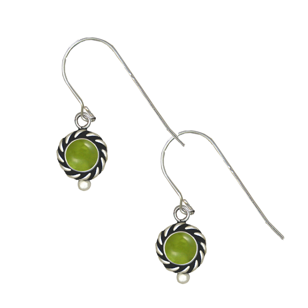 Sterling Silver Little Peridot Gemstone Drop Dangle Earrings